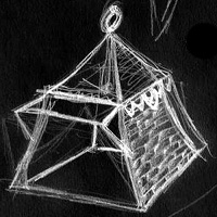 Skizze mittelalterlicher Marktstand